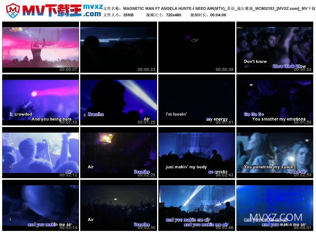 MAGNETIC MAN FT ANGELA HUNTE-I NEED AIR(MTV)_英语_流行歌曲_MC802153